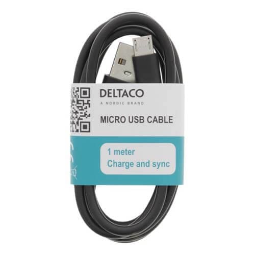 DELTACO - Micro USB kabel (Zwart/1 meter)