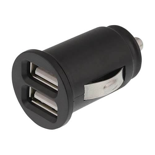 DELTACO - Dubbele USB-A autolader 100V/240V (Zwart)